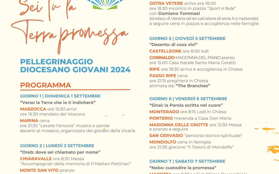 Pellegrinaggio Diocesano dei Giovani – Dal 1 all’8 settembre 2024