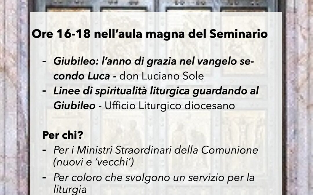 Incontro di Formazione liturgico-biblica – Domenica 10 novembre 2024, ore 16-18 presso il Centro Pastorale Diocesano